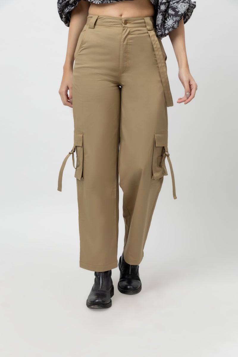 7OUNCE Women's Cargo Twill Trousers - Khakee - Image 1
